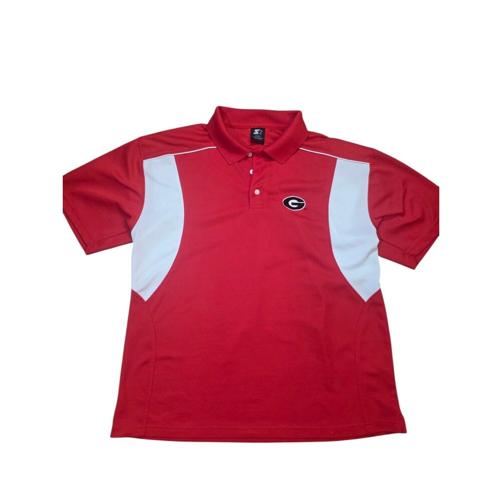 Georgia Bulldogs Starter Shirt Men Large Red Polo G Logo NCAA Football Golf Mesh